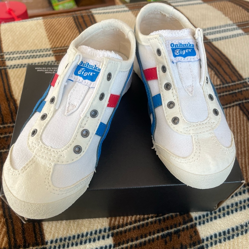Onitsuka Tiger by Asics Kids Sneakers - White with Red and Blue Accents